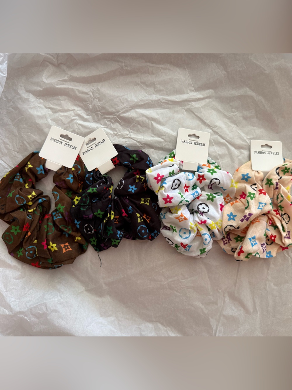 Unbranded Multicolor Scrunchie Set - 4 Pack